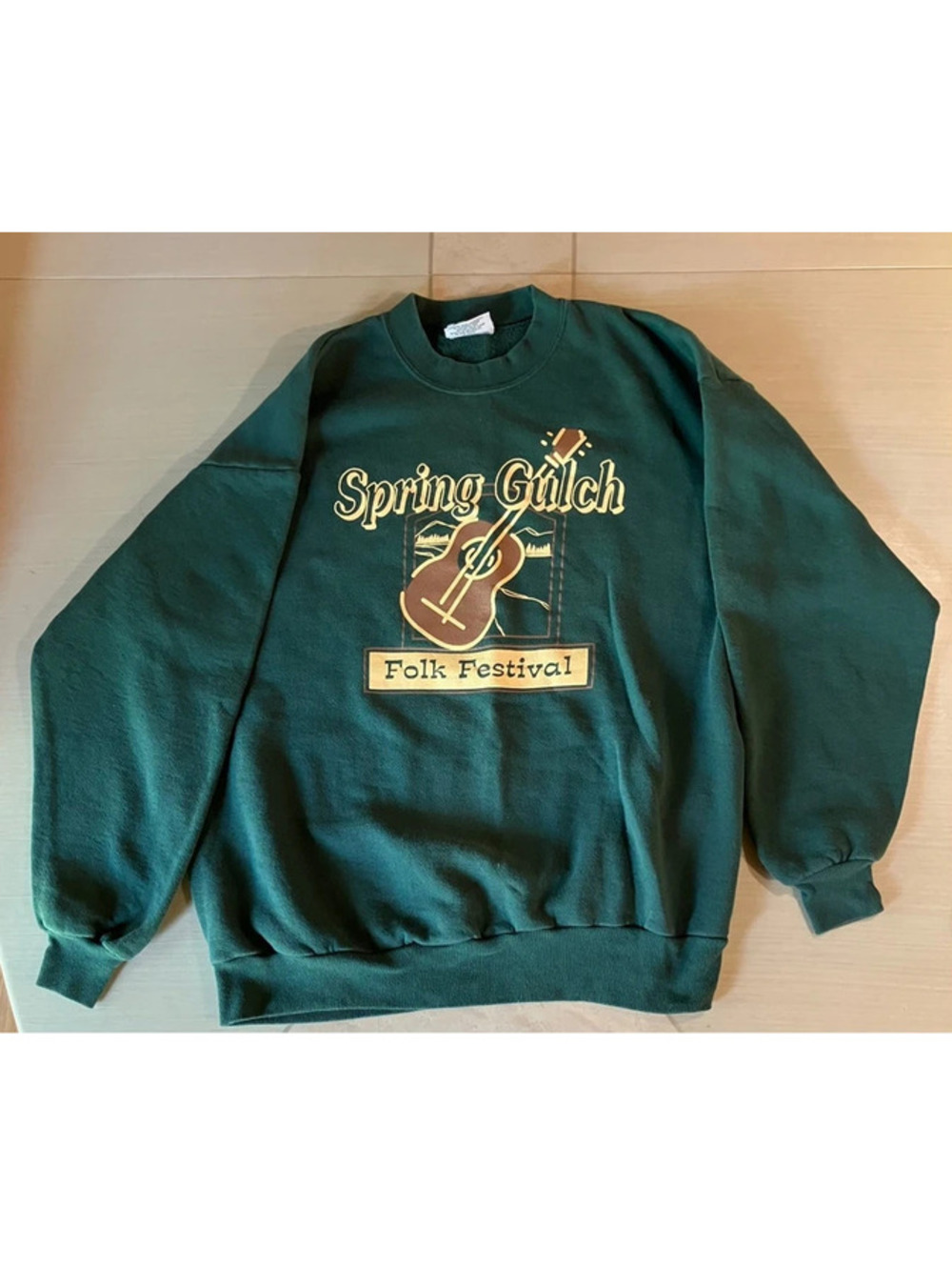 Vintage 90s Folk Festival Sweatshirt Spring Gulch 1996 Cottagecore Green